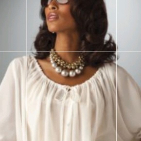 Final $12 Ashro "Semi Sheer Blouse W/Ruffled Hemline & 3/4 Sleeves" Sz. 18 Ivor… - Picture 3 of 9